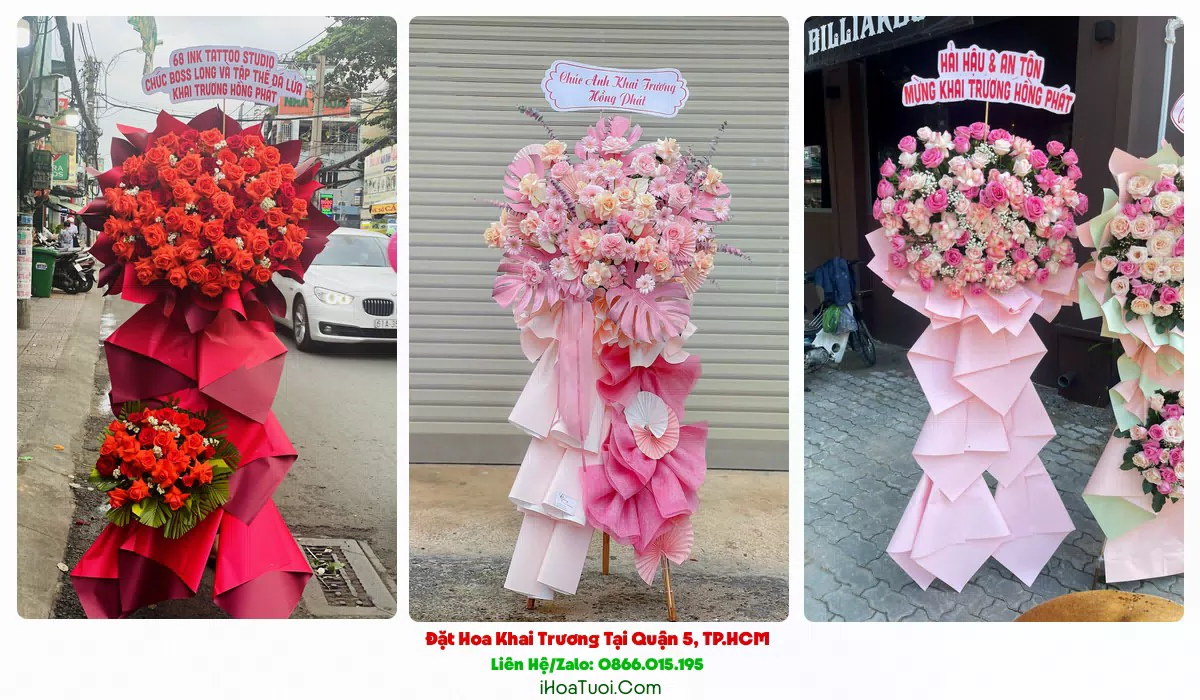Kệ hoa khai trương cỡ lớn cho tiệm khu Chợ Lớn Quận 5