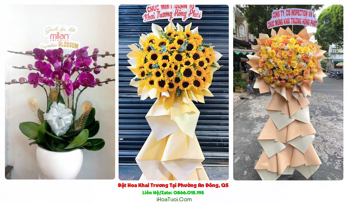 Kệ hoa chúc mừng khai trương công ty, cửa hàng tại An Đông, Quận 5 cũ
