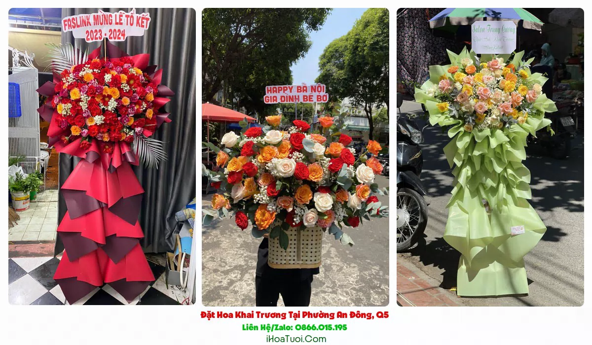 Lẵng hoa khai trương đẹp giao tại Phường An Đông, Quận 5 cũ