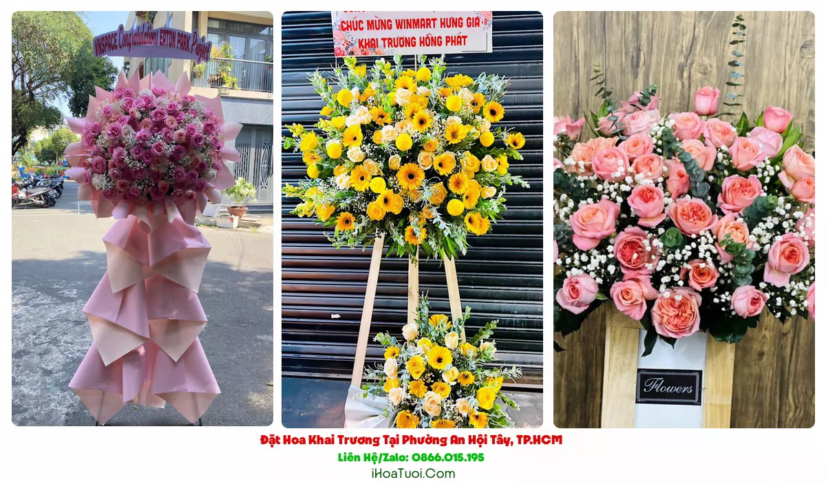 Lẵng hoa khai trương giao tại Phường An Hội Tây