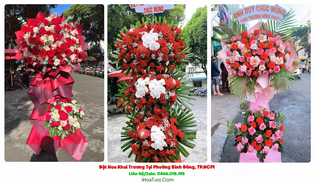 Lẵng hoa chúc mừng khai trương Phường Bình Đông