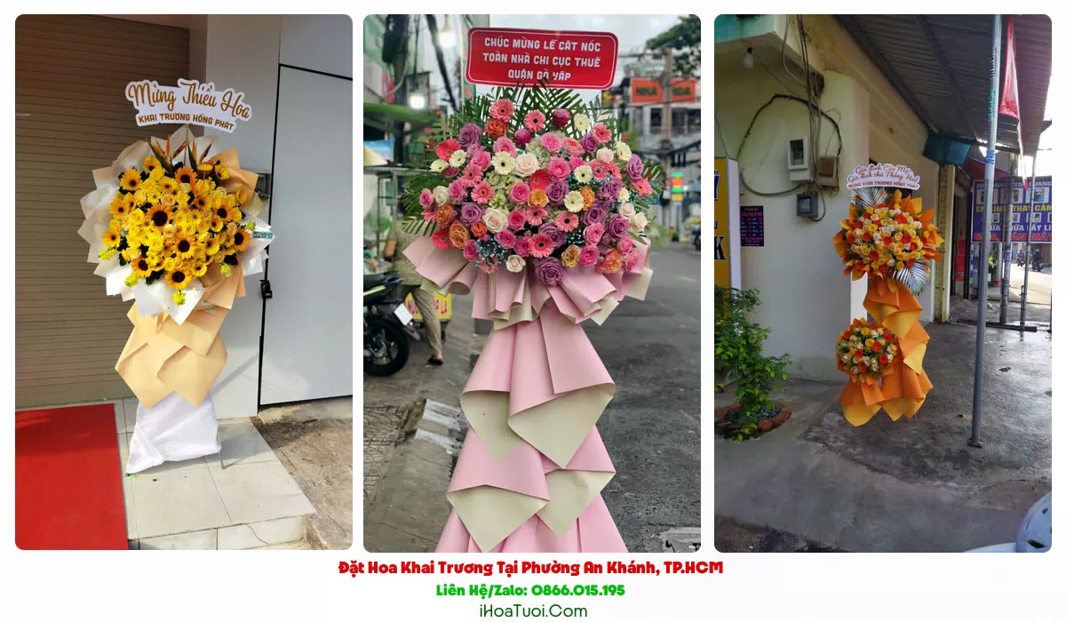 Kệ hoa khai trương công ty văn phòng Phường An Khánh