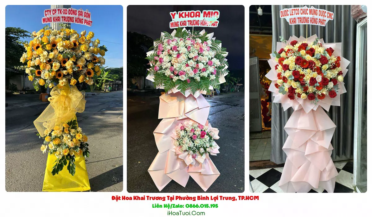 Kệ hoa 2 tầng khai trương Phường Bình Lợi Trung