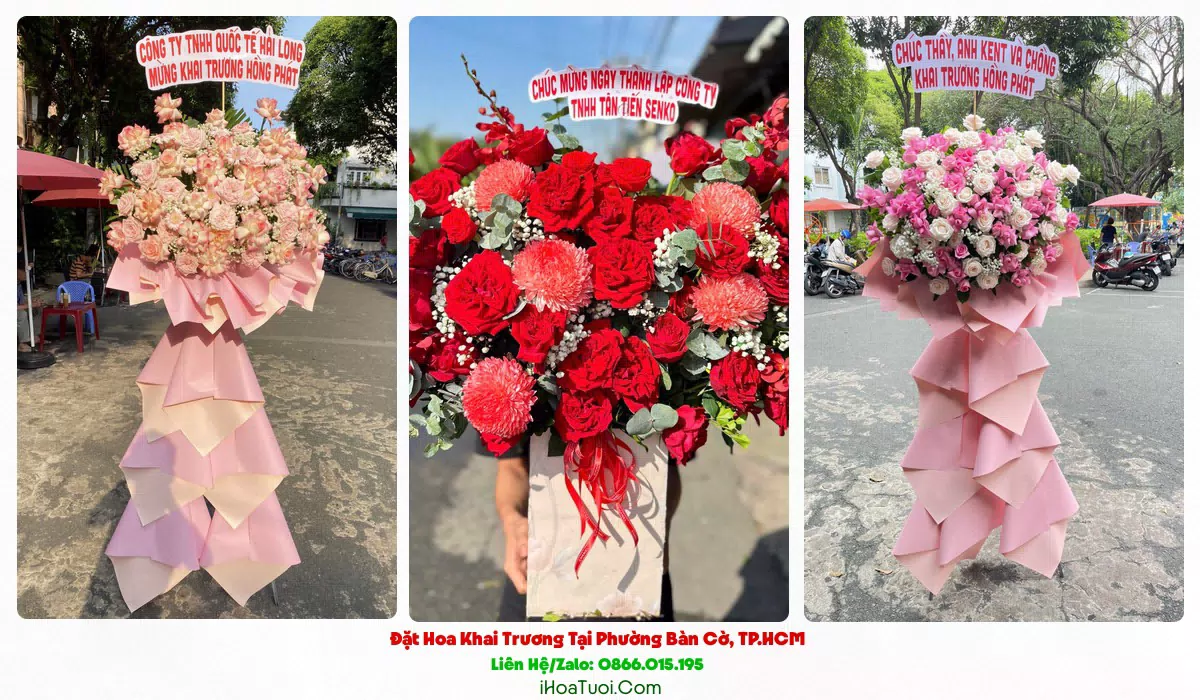 Kệ hoa khai trương đẹp tại Phường Bàn Cờ, TP.HCM