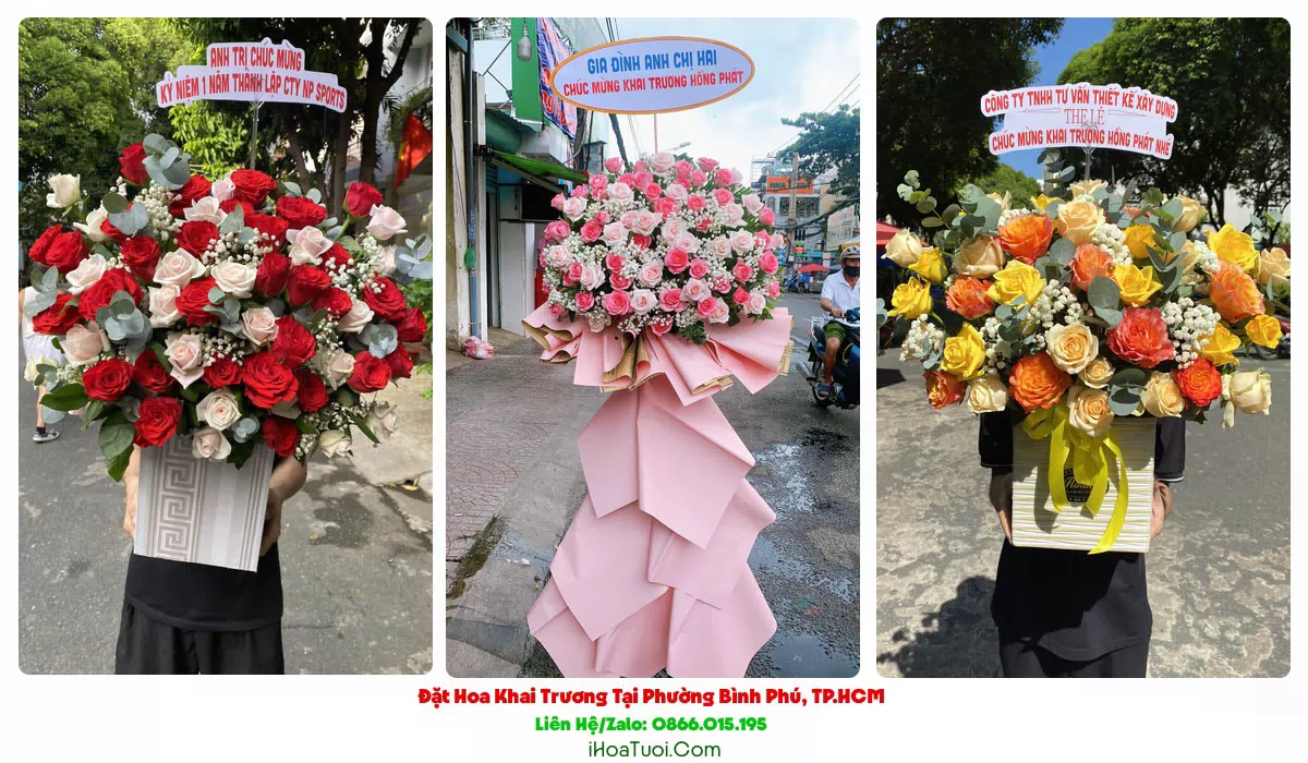 Mẫu kệ hoa khai trương đẹp tại Phường Bình Phú