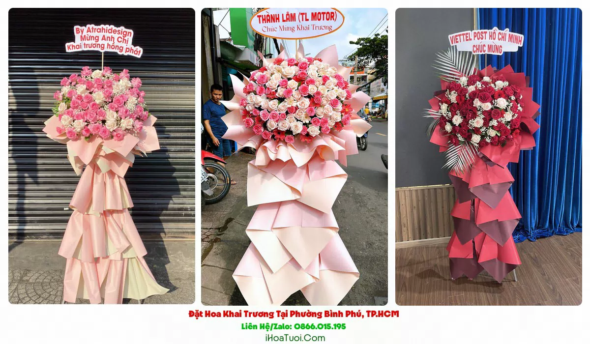 Kệ hoa khai trương 2 tầng tại Phường Bình Phú