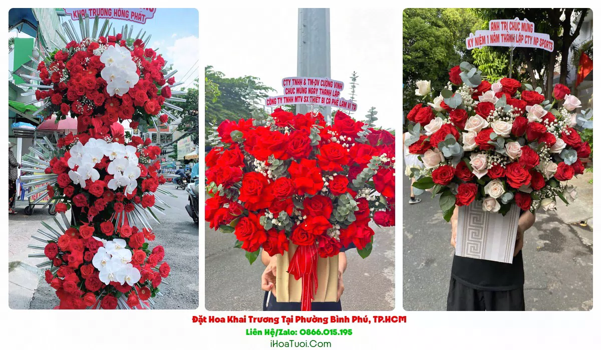 Lẵng hoa chúc mừng khai trương Phường Bình Phú