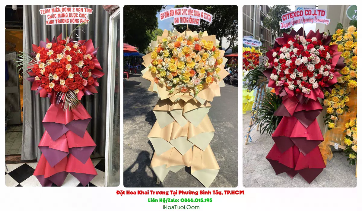 Kệ hoa khai trương 2 tầng tại Phường Bình Tây