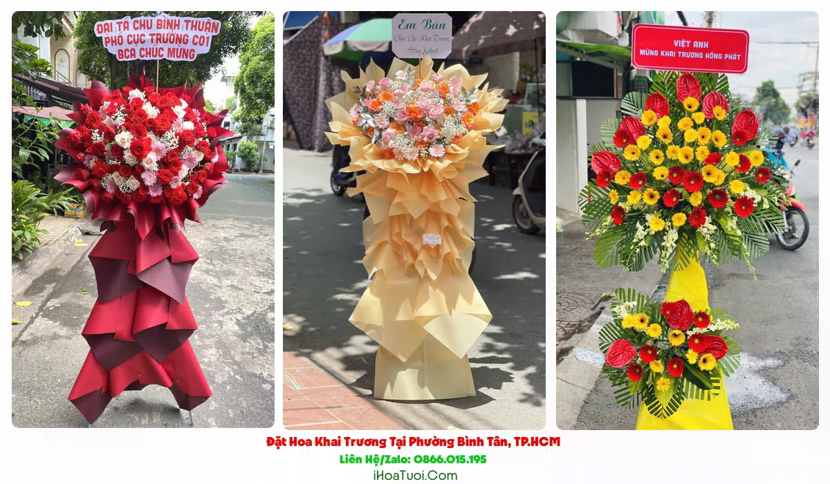 Giỏ hoa và lẵng hoa khai trương Phường Bình Tân