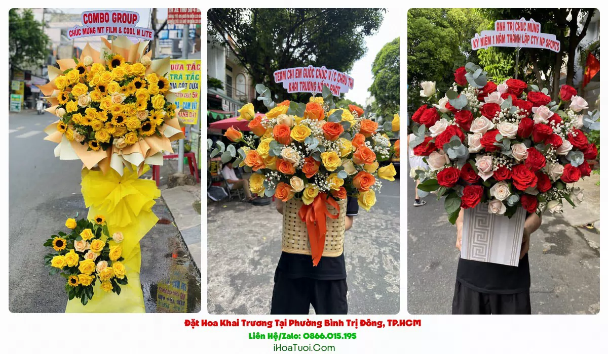 Lẵng hoa chúc mừng khai trương tại Phường Bình Trị Đông