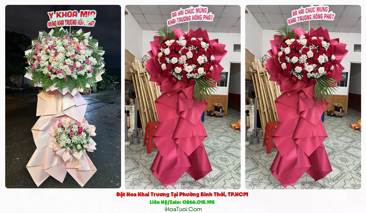 Kệ hoa khai trương Phường Bình Thới