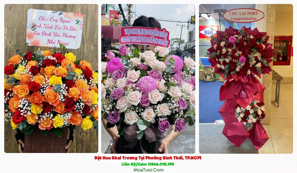 Kệ hoa khai trương 2 tầng Phường Bình Thới