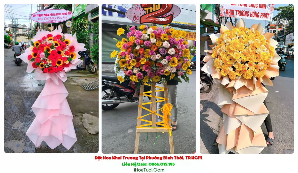 Lẵng hoa chúc mừng khai trương Phường Bình Thới