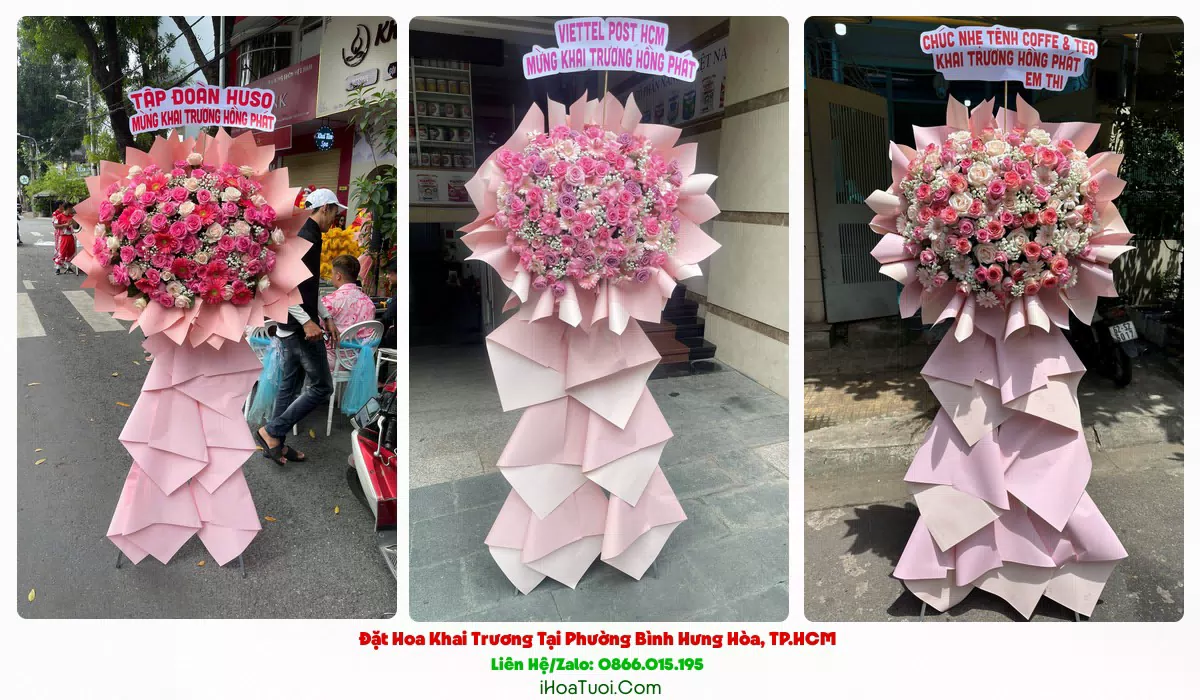 Mẫu kệ hoa khai trương Phường Bình Hưng Hòa