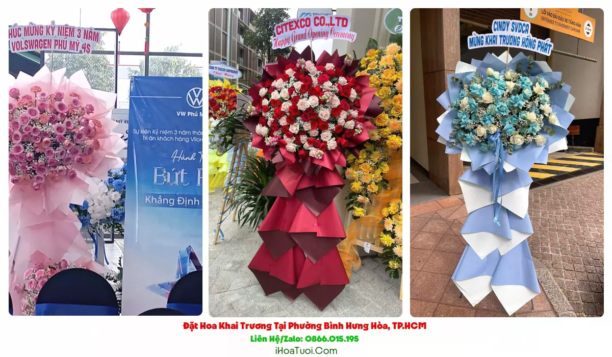 Kệ hoa khai trương 2 tầng tại Phường Bình Hưng Hòa