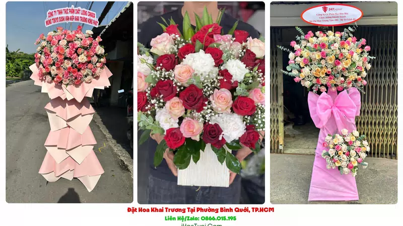 Kệ Hoa Khai Trương Phường Bình Quới, TP.HCM (Quận Bình Thạnh Cũ)