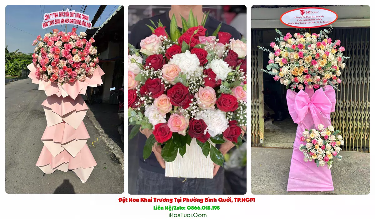 Kệ Hoa Khai Trương Phường Bình Quới, TP.HCM (Quận Bình Thạnh Cũ)