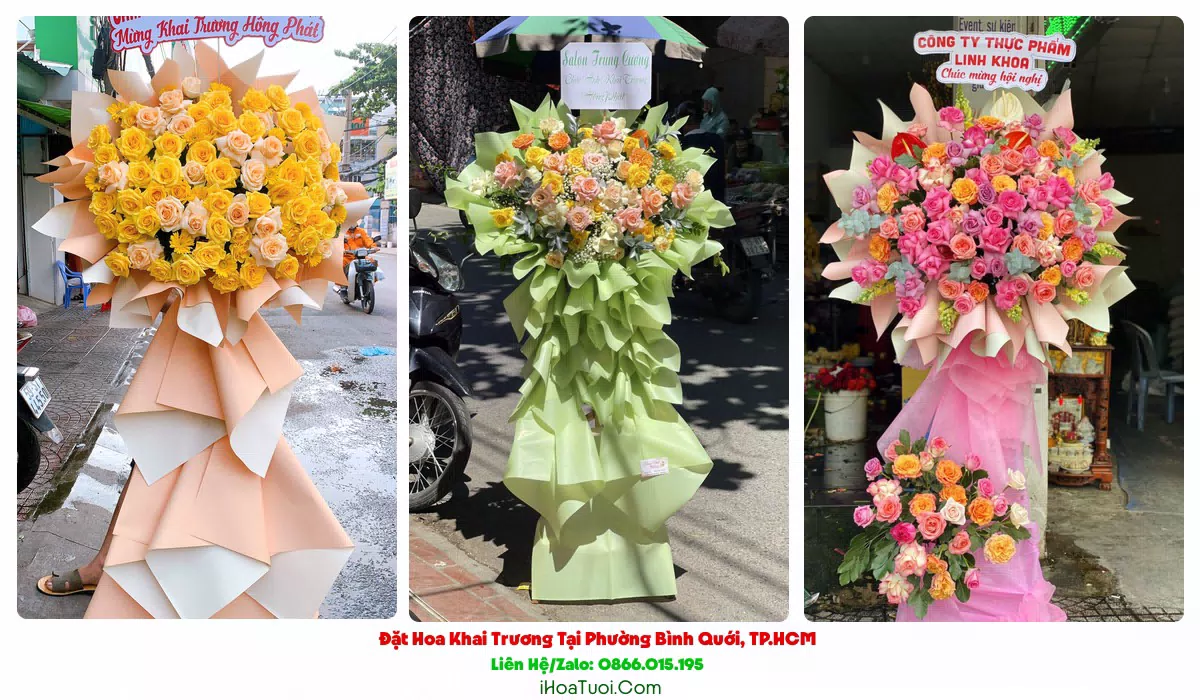 Lẵng hoa khai trương tại Phường Bình Quới