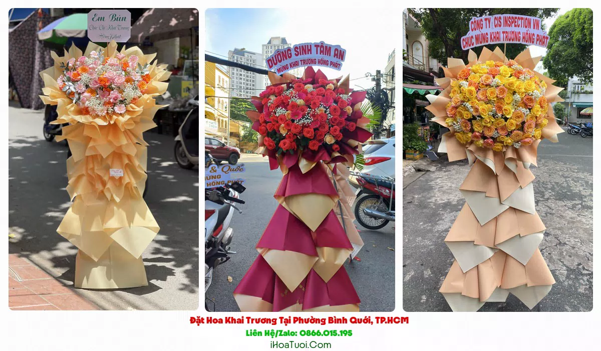 Giỏ hoa khai trương tại Phường Bình Quới