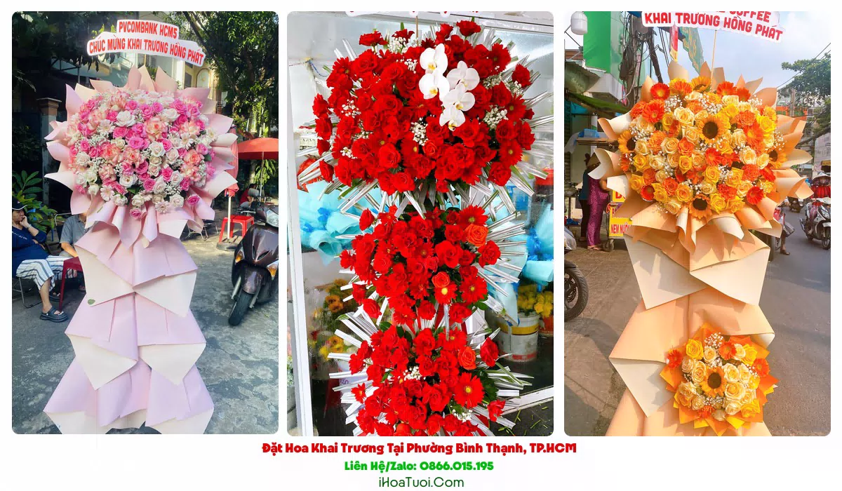 Hoa khai trương Phường Bình Thạnh giao tận nơi đúng giờ