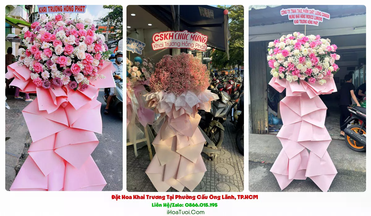 Giỏ hoa khai trương để bàn tại Phường Cầu Ông Lãnh