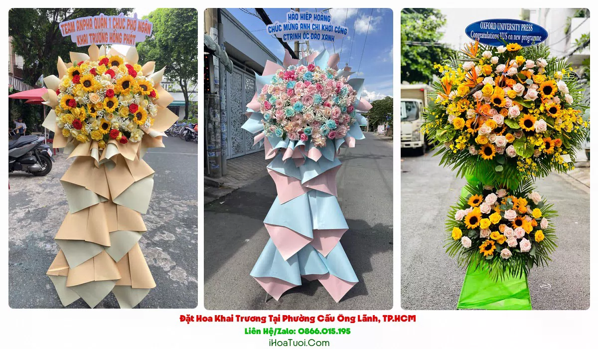 Kệ hoa khai trương giao tại đường Nguyễn Thái Học, Phường Cầu Ông Lãnh