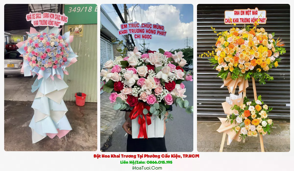 Lẵng hoa chúc mừng khai trương tại Phường Cầu Kiệu