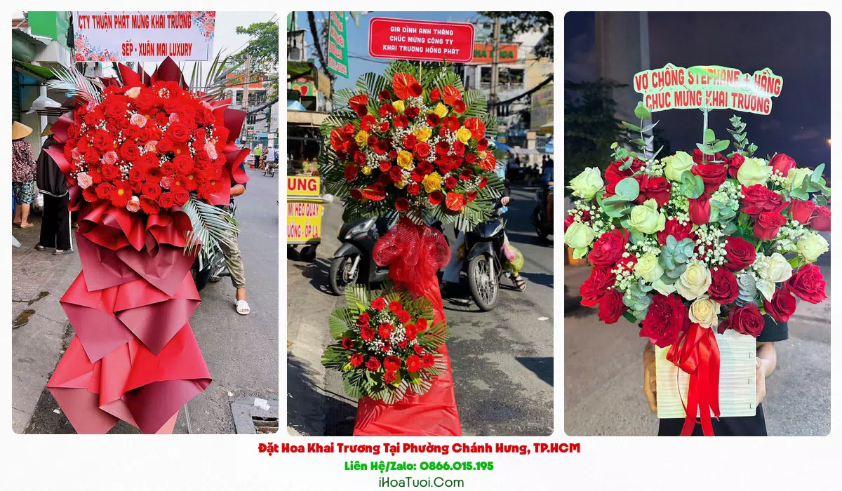 Lẵng hoa khai trương Phường Chánh Hưng