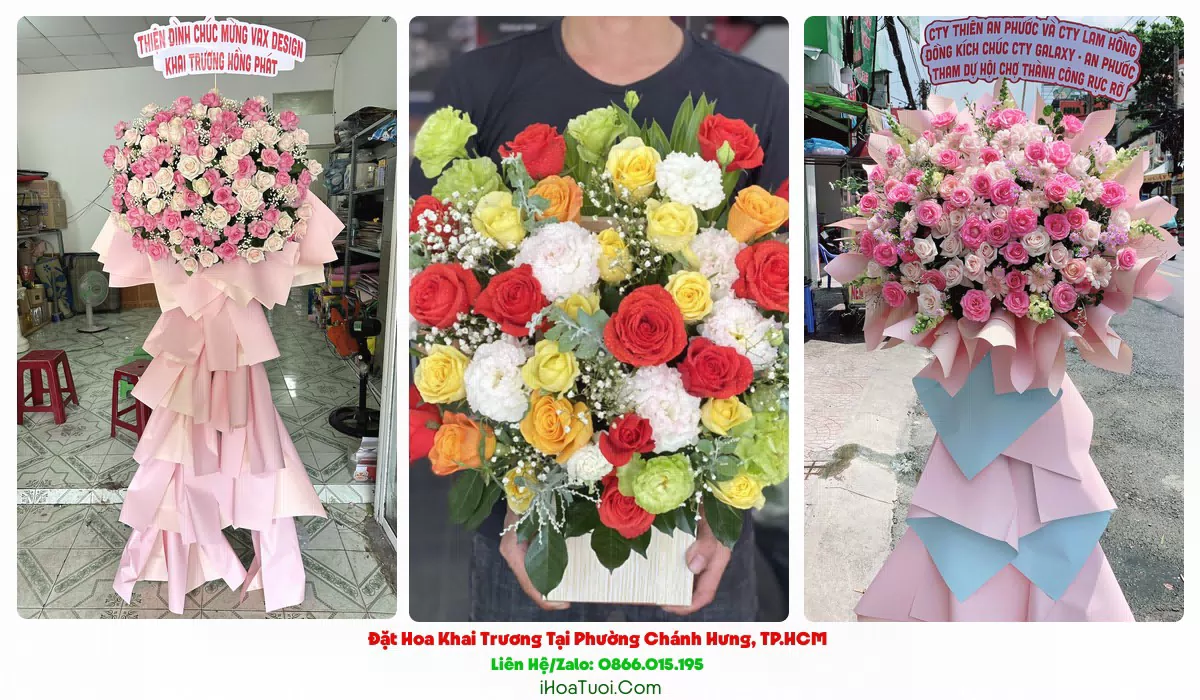 Đặt hoa khai trương Phường Chánh Hưng