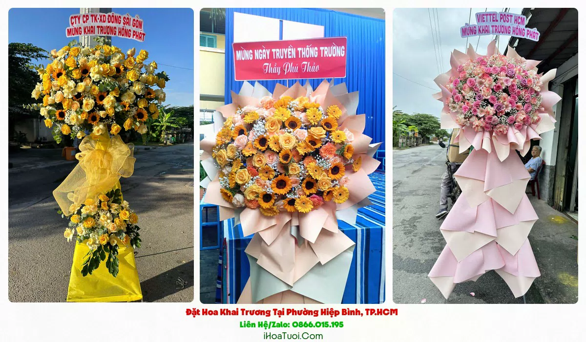 Giỏ hoa và lẵng hoa khai trương tại Phường Hiệp Bình