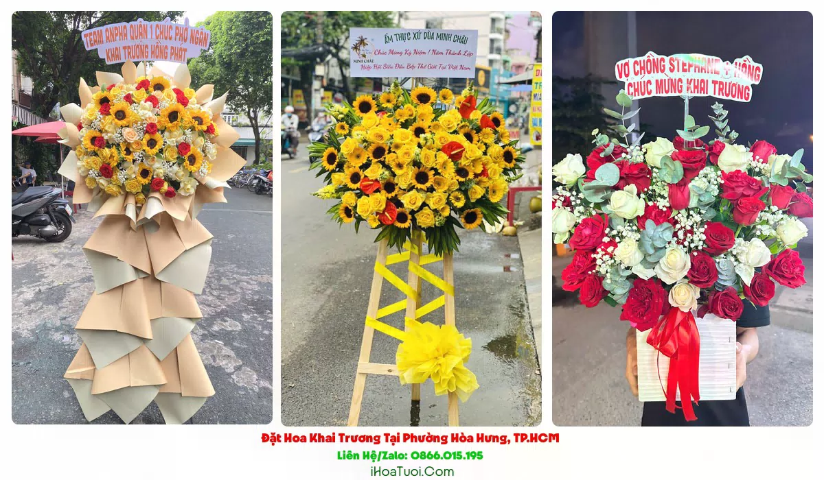 Mẫu kệ hoa khai trương Phường Hòa Hưng
