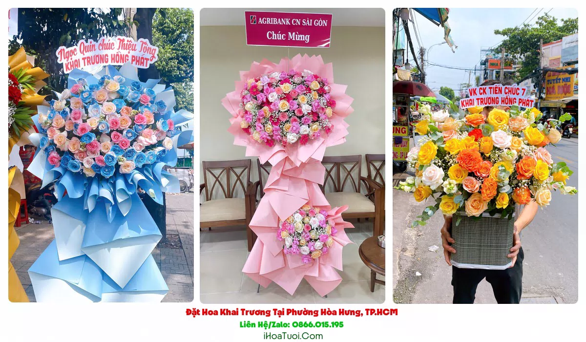 Kệ hoa khai trương 2 tầng tại Phường Hòa Hưng