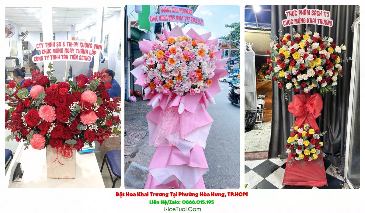Lẵng hoa chúc mừng khai trương Phường Hòa Hưng