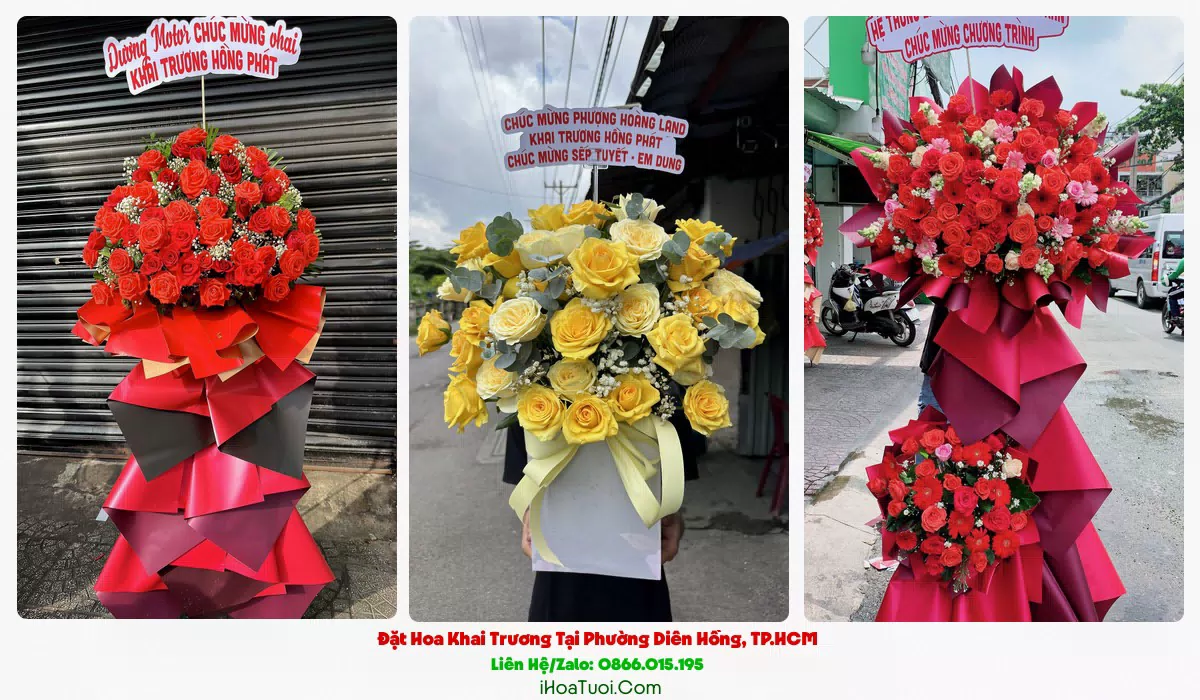 Lẵng hoa chúc mừng khai trương Phường Diên Hồng