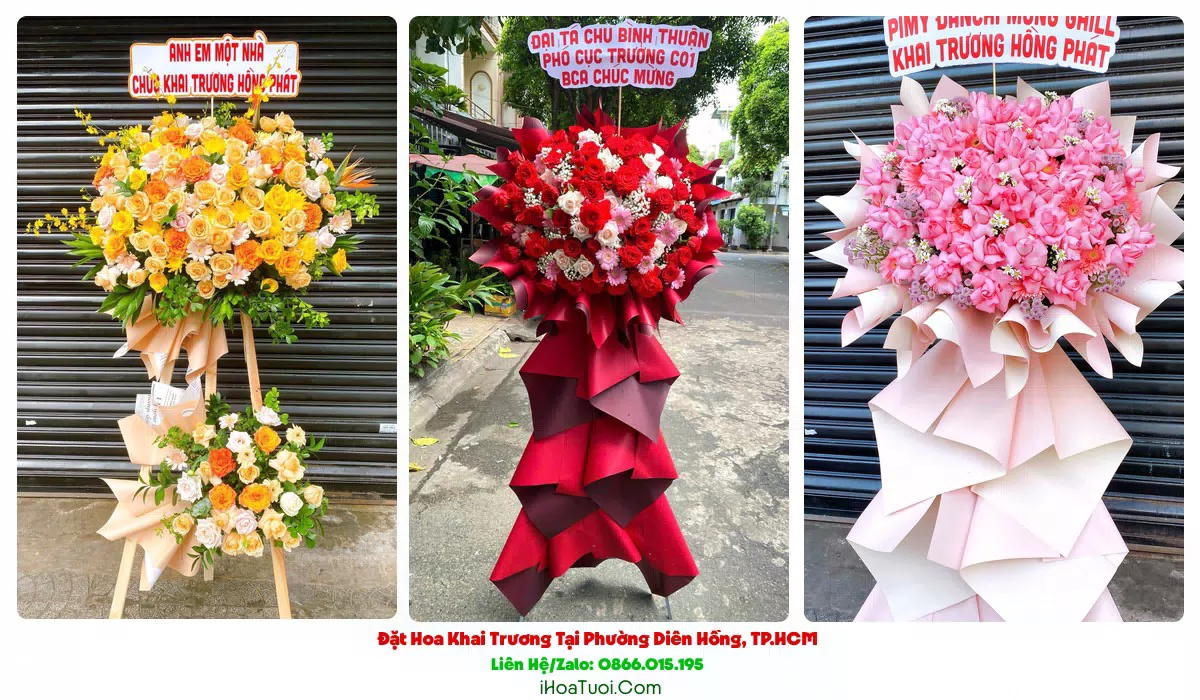 Kệ hoa khai trương 2 tầng Phường Diên Hồng