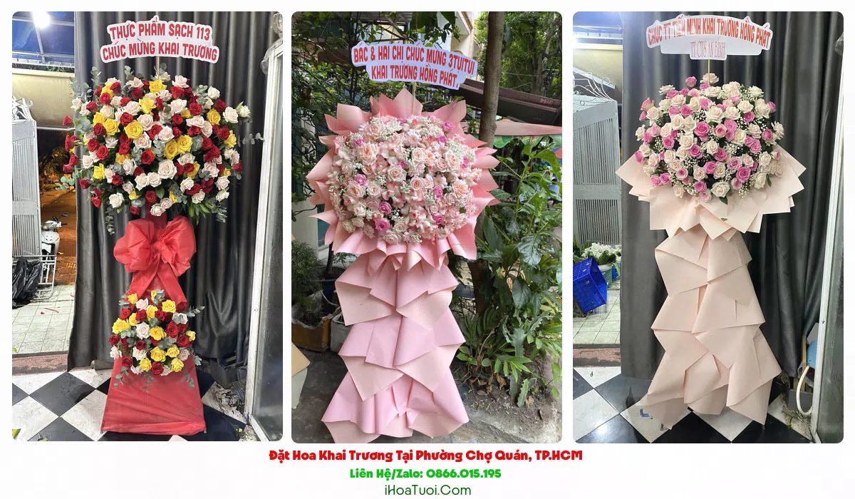 Kệ hoa khai trương 2 tầng tại Phường Chợ Quán