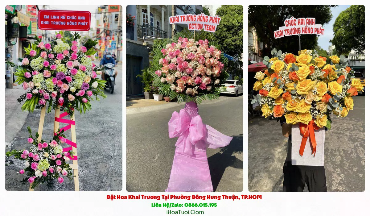 Kệ hoa khai trương Phường Đông Hưng Thuận
