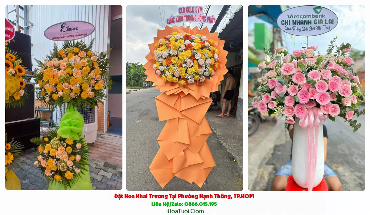 Kệ hoa khai trương 2 tầng Phường Hạnh Thông