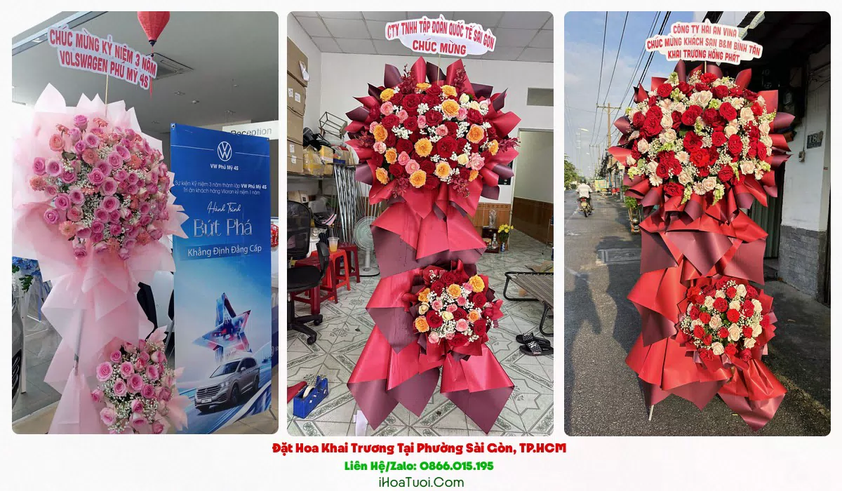 Giỏ hoa khai trương để bàn tại Phường Sài Gòn, Quận 1 cũ