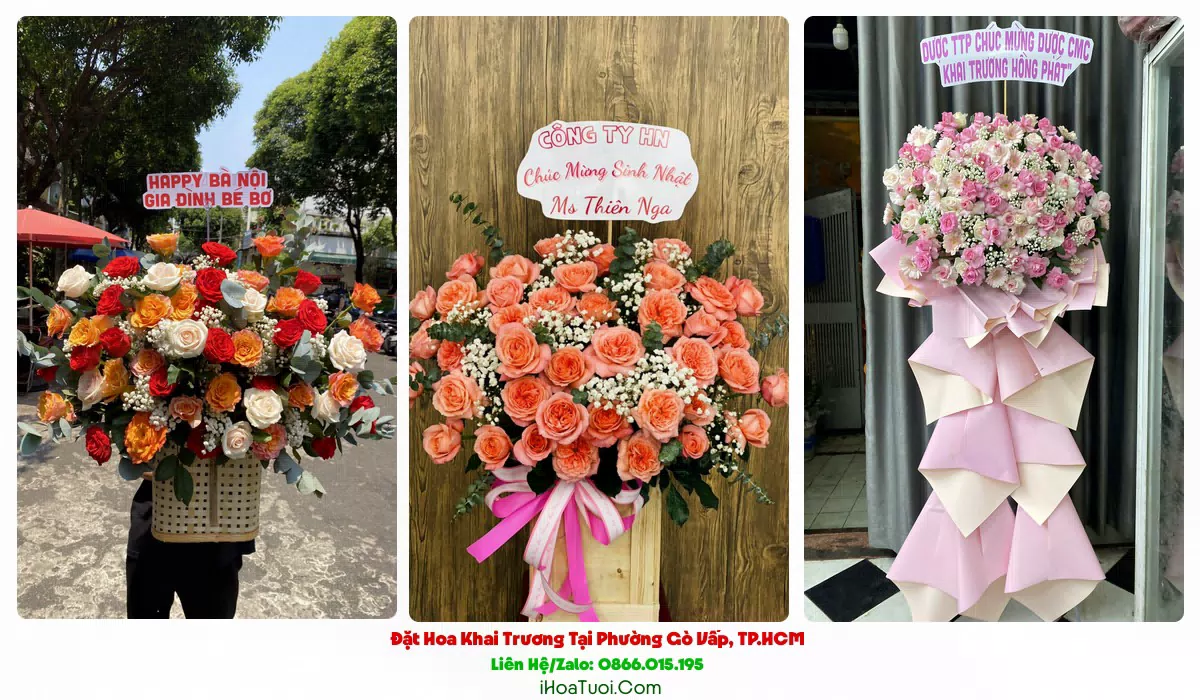 Lẵng hoa khai trương Phường Gò Vấp