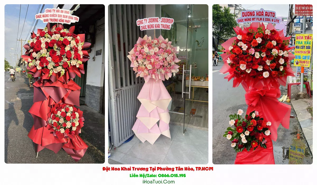Giỏ hoa khai trương để bàn tại Phường Tân Hòa