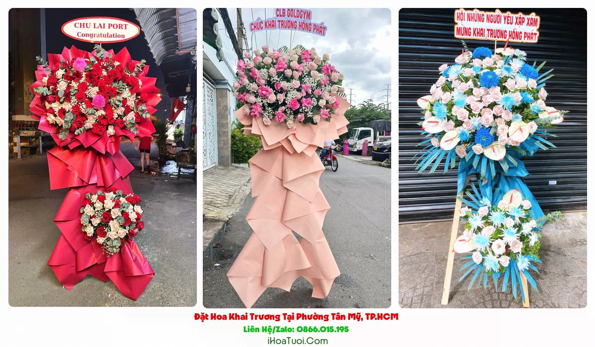 Kệ hoa khai trương 2 tầng Phường Tân Mỹ