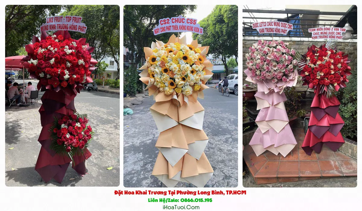 Giỏ hoa khai trương tại Phường Long Bình