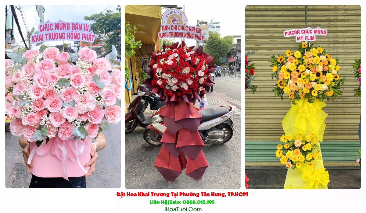 Kệ hoa chúc mừng khai trương công ty tại Phường Tân Hưng