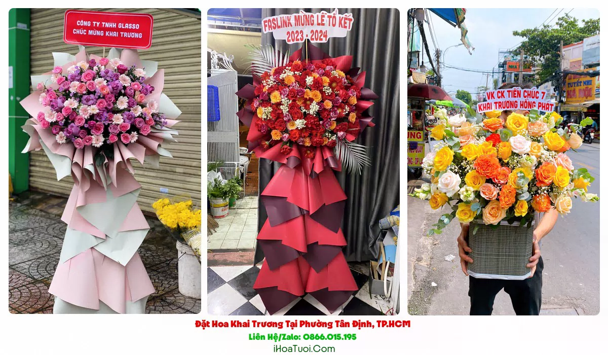 Mẫu kệ hoa khai trương đẹp cho cửa hàng ở Phường Tân Định