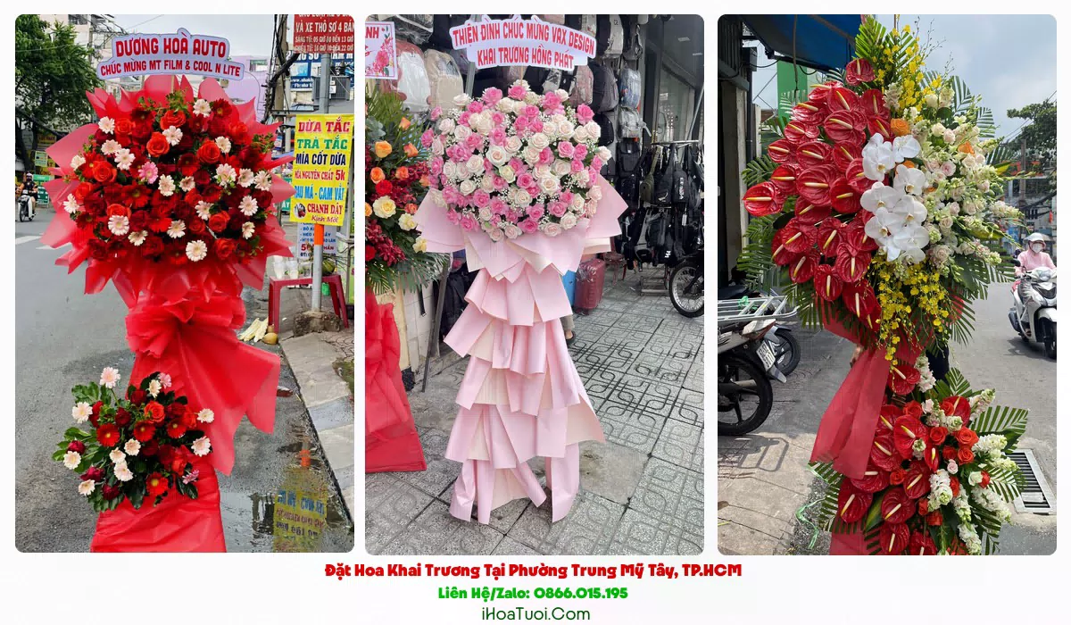 Kệ hoa khai trương Phường Trung Mỹ Tây