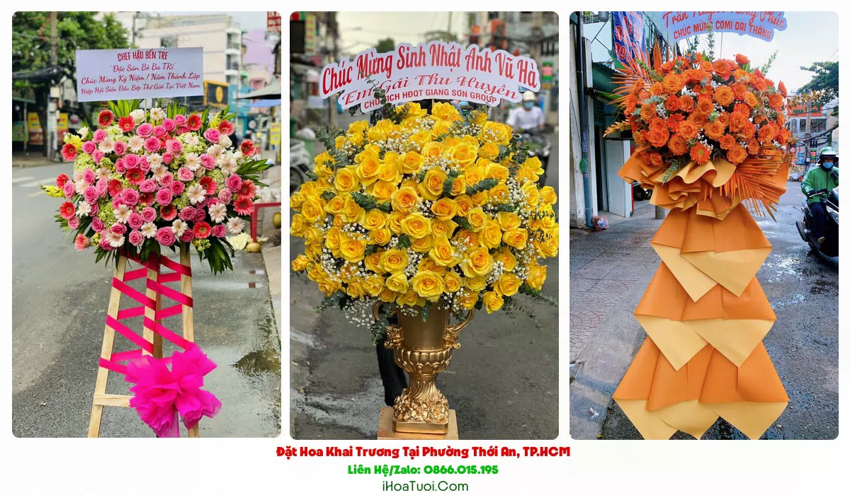 Kệ hoa khai trương Phường Thới An
