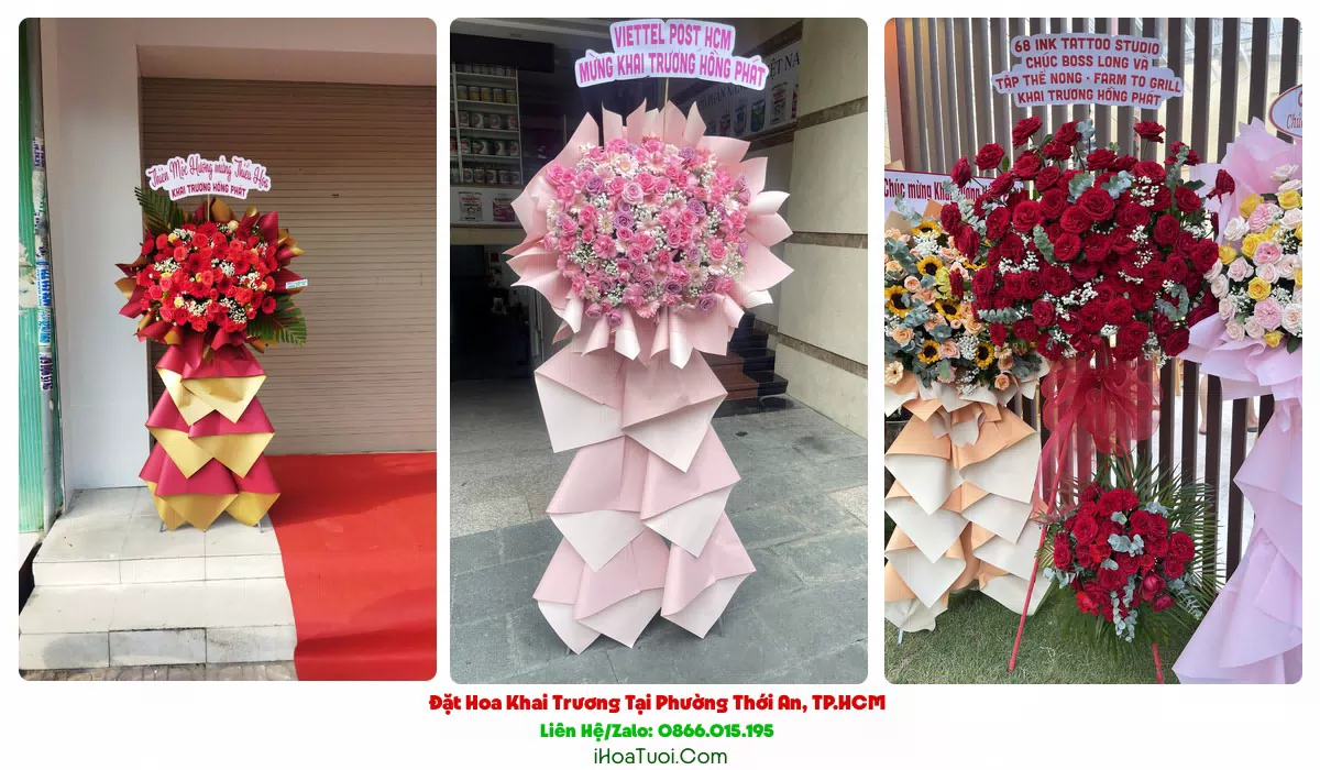 Lẵng hoa khai trương Phường Thới An