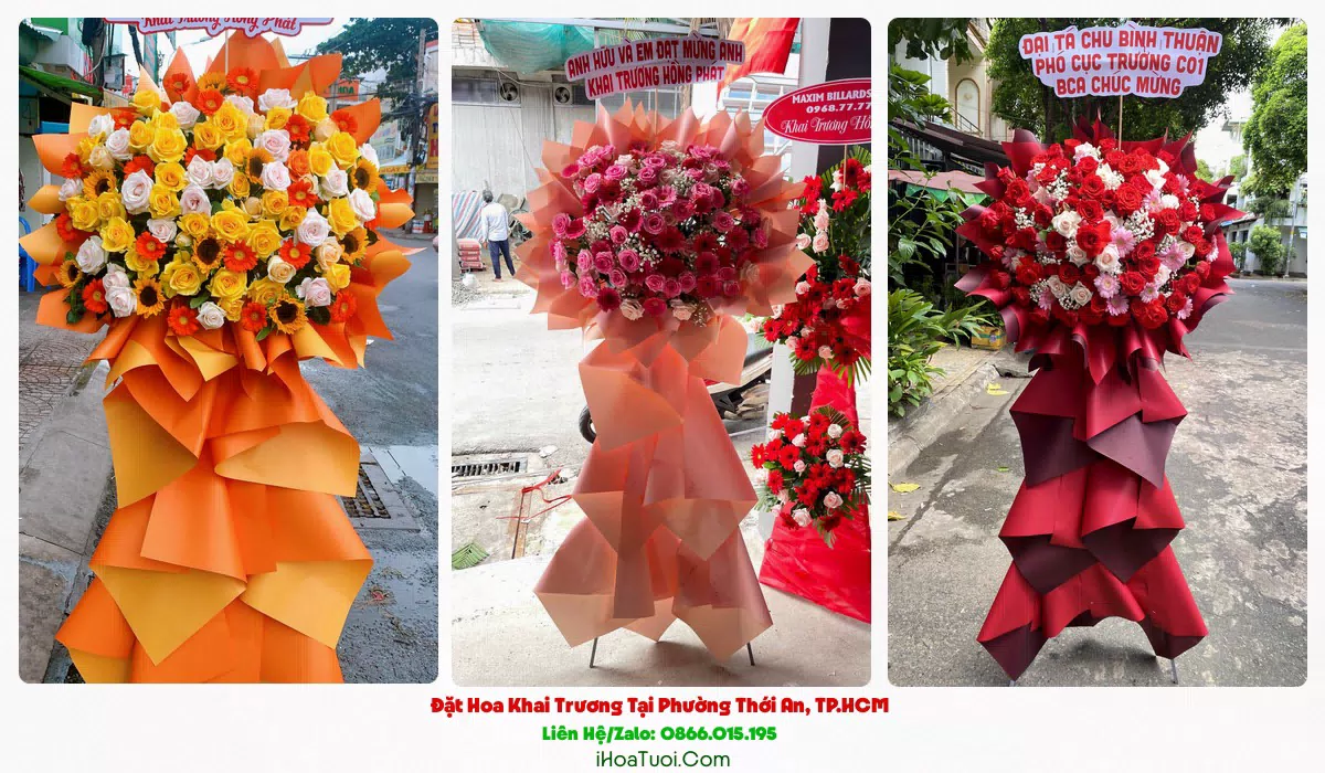 Kệ hoa 2 tầng khai trương Phường Thới An