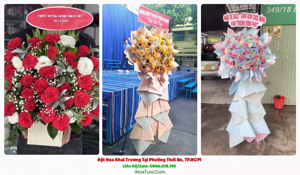 Giỏ hoa khai trương Phường Thới An